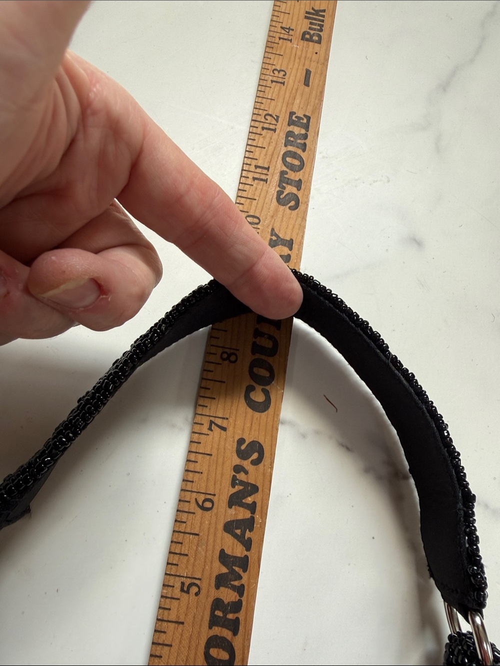Beaded Floral Black Crescent Shoulder Bag - Picture 9 of 9